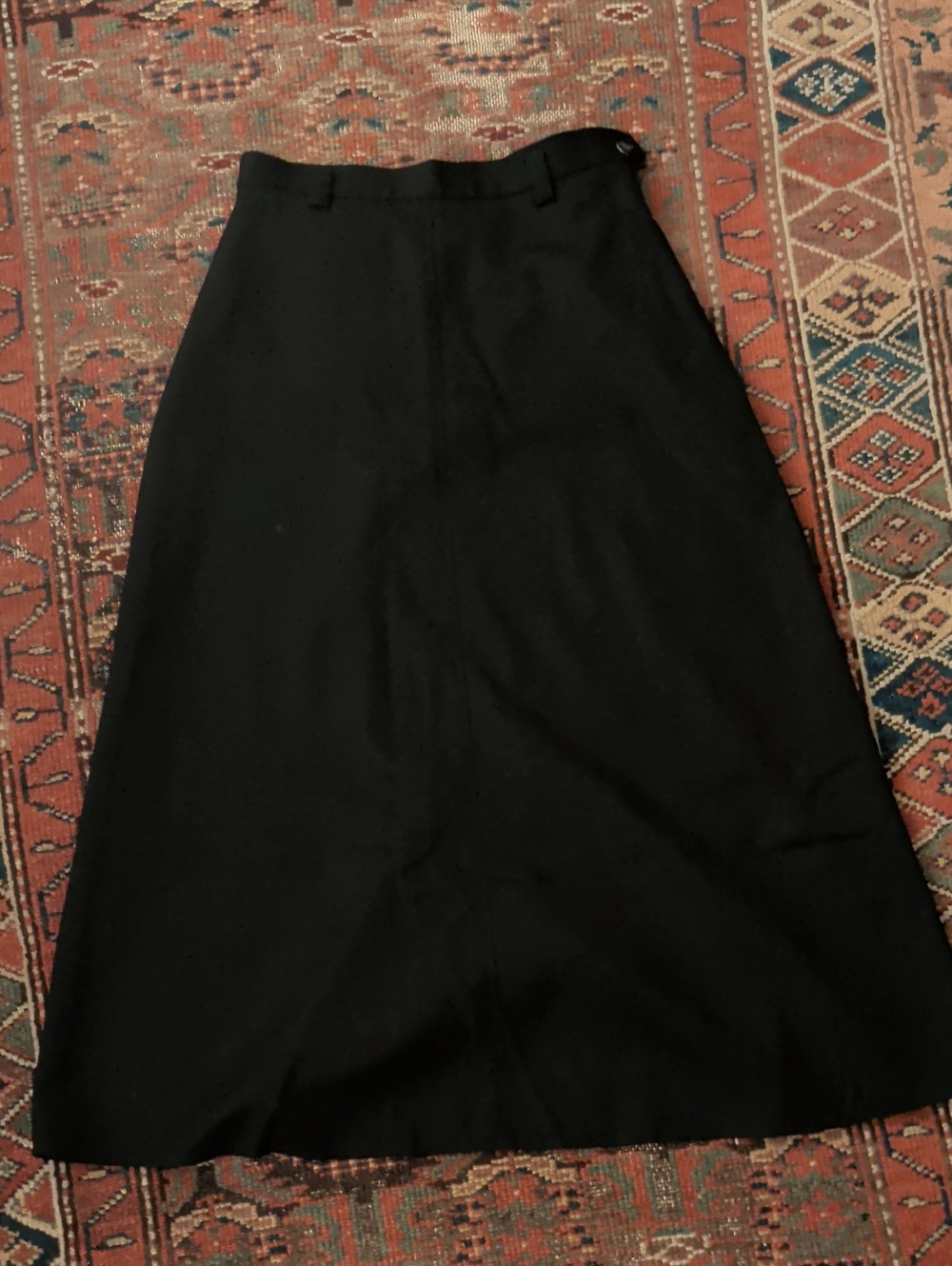 david brooks Worsted Wool Black A-Line Skirt with Belt Loops